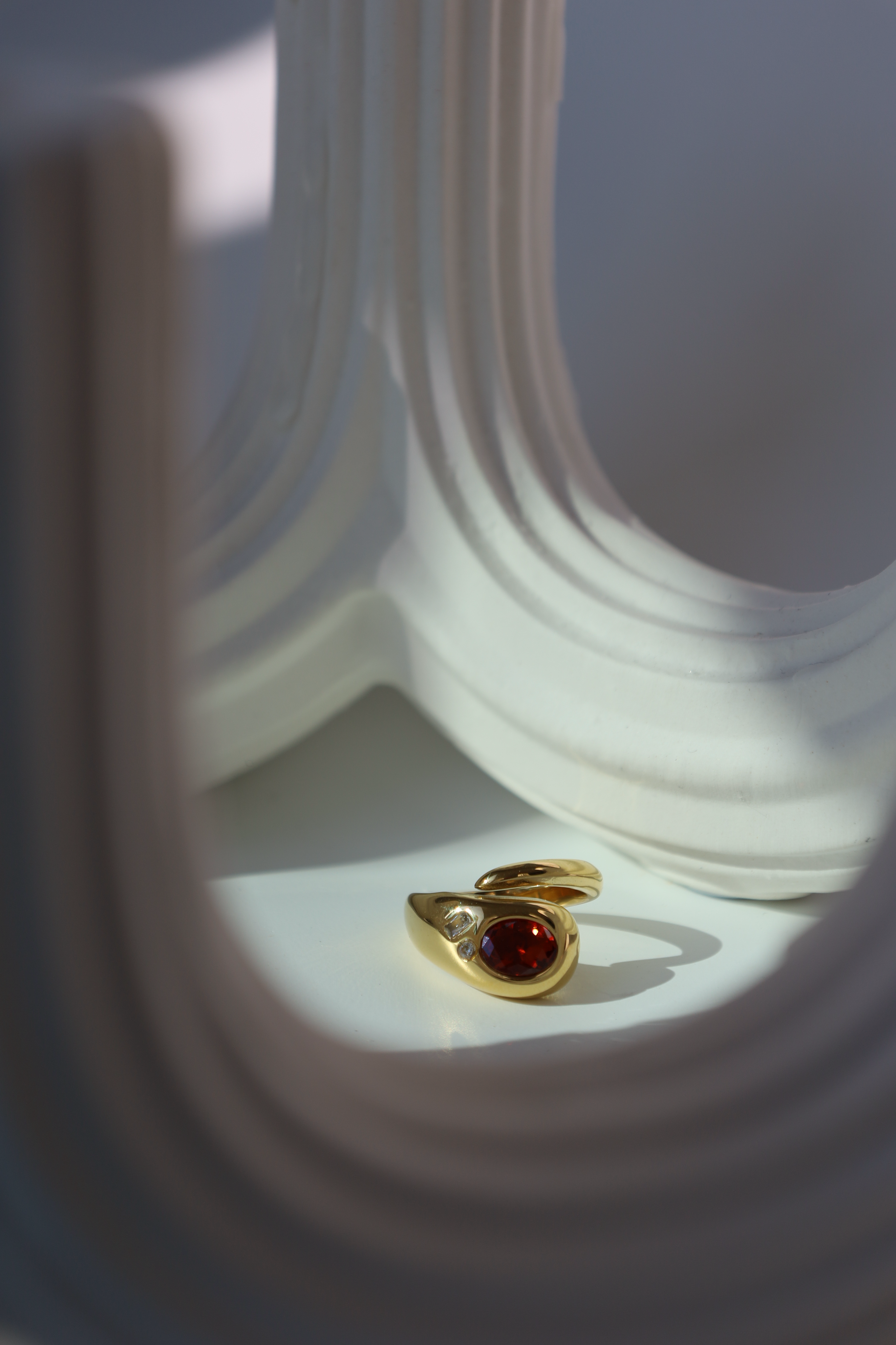 Red Stone Open Statement Ring