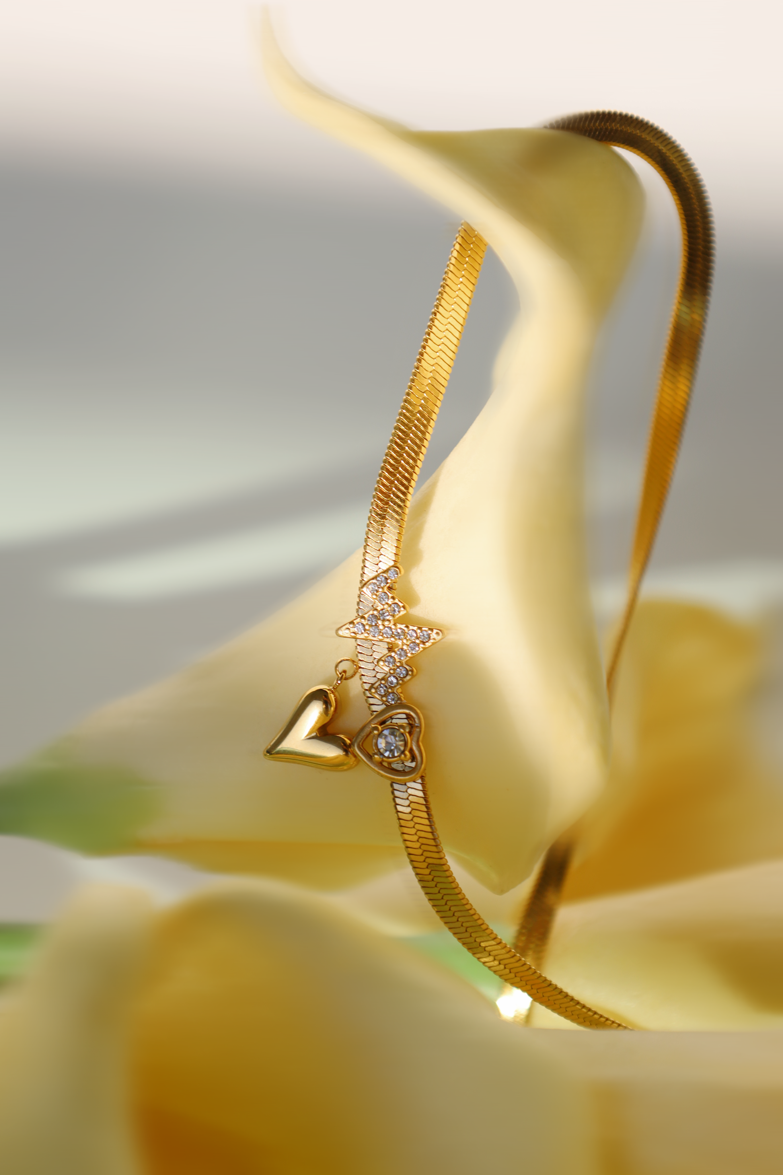 Heartbeat Line & Heart Charm Necklace