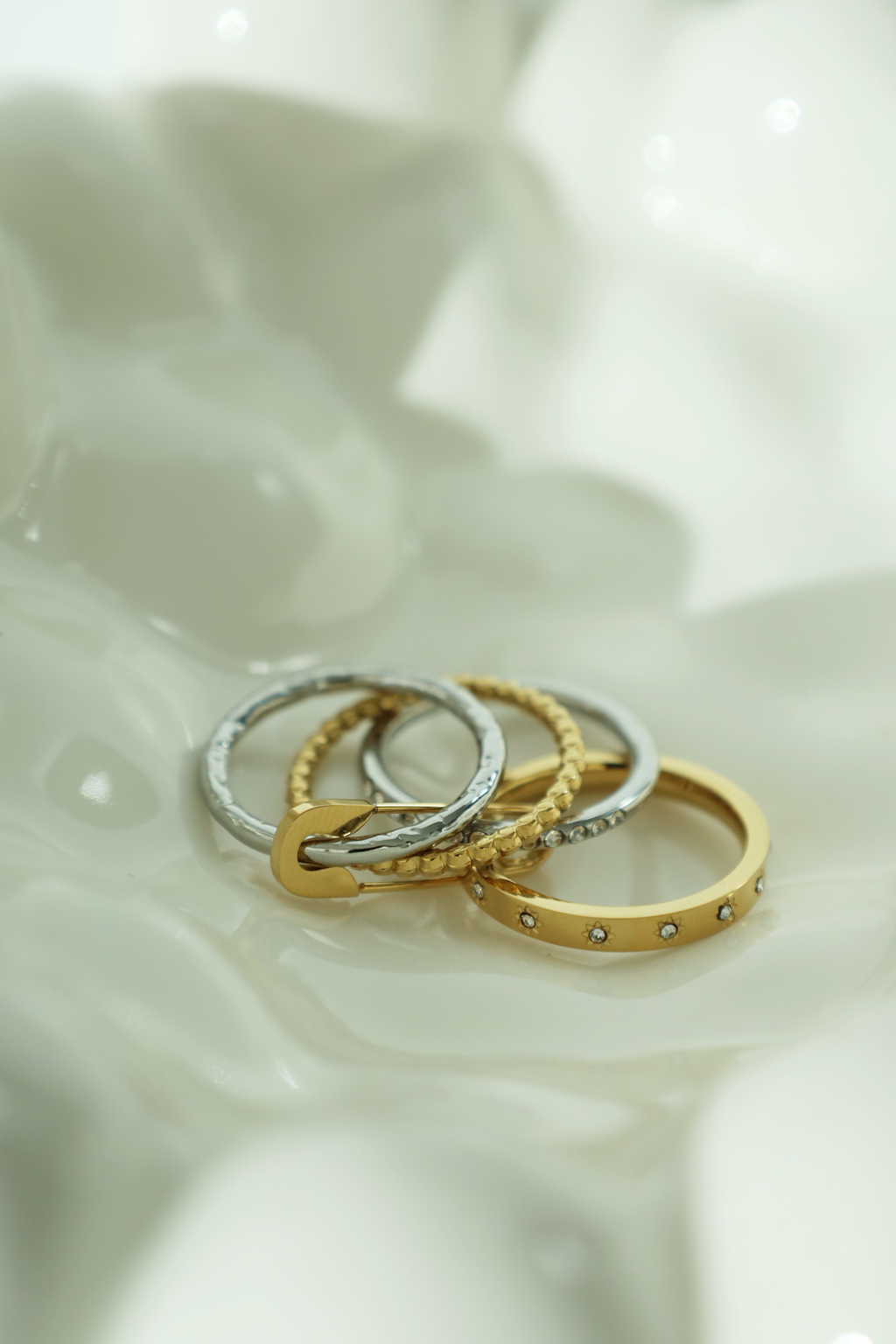 Layered Safety Pin Statement Ring