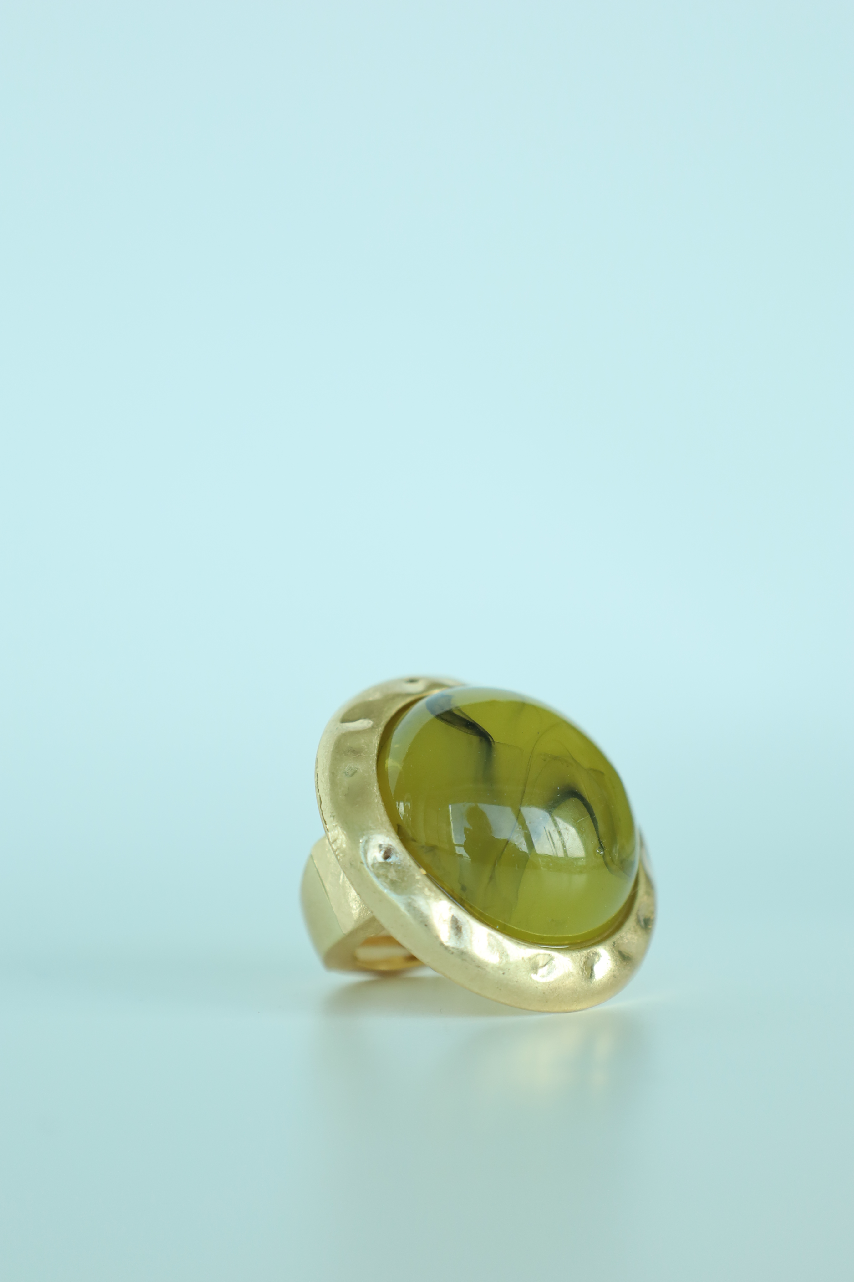 Gold Hammered Ring With Stone