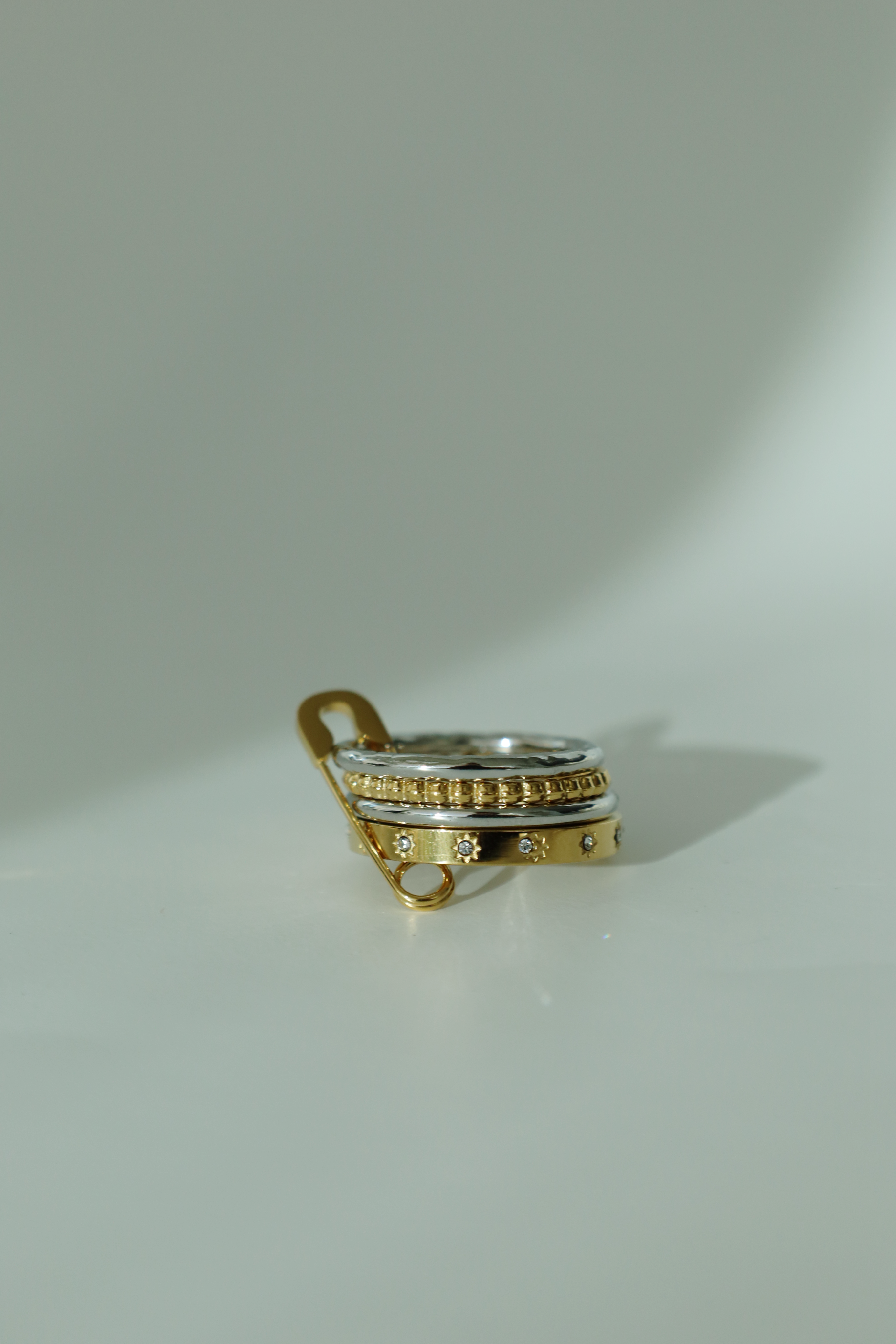 Layered Safety Pin Statement Ring