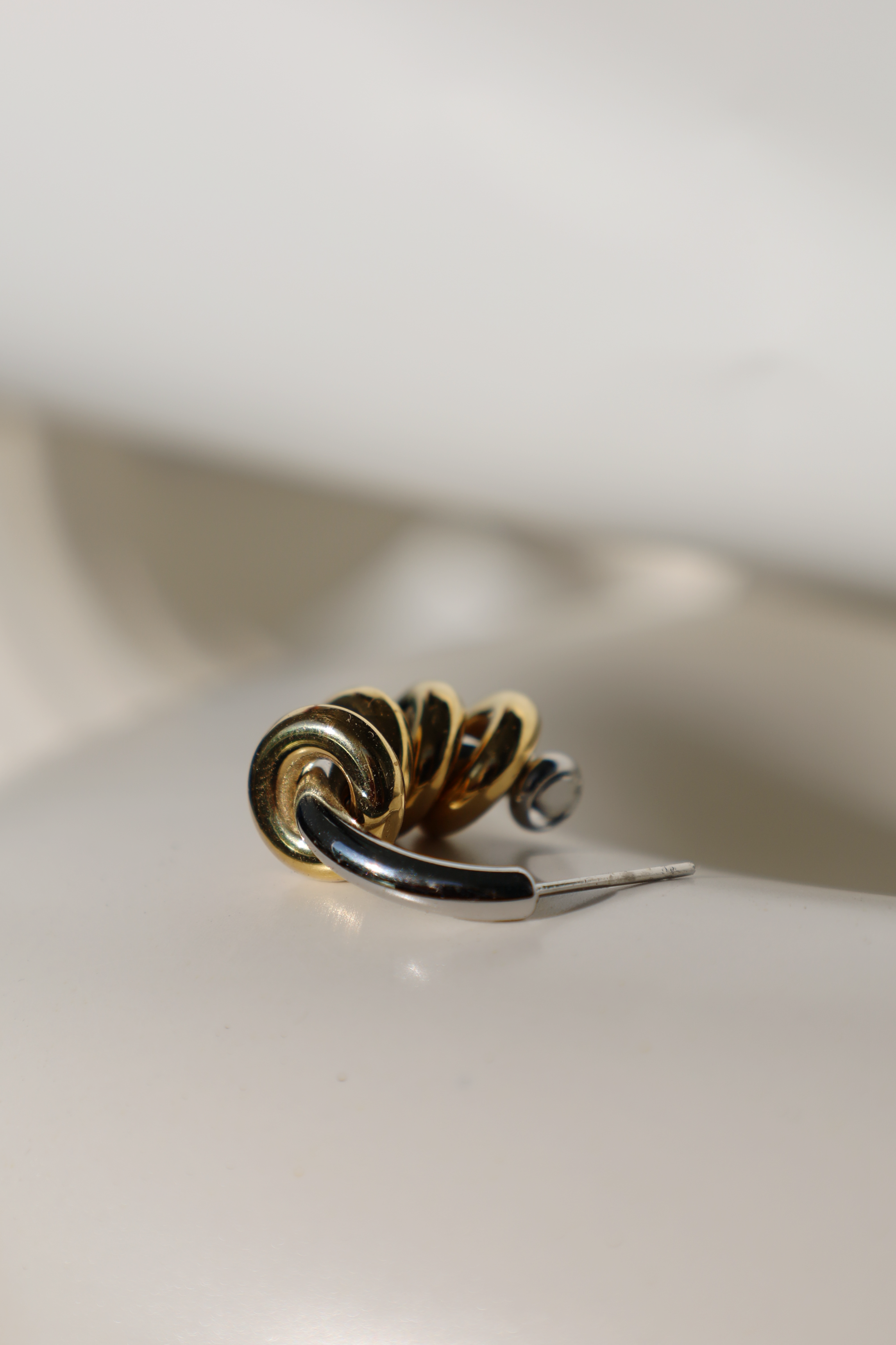 Two Tone Interlocked Hoop Earrings