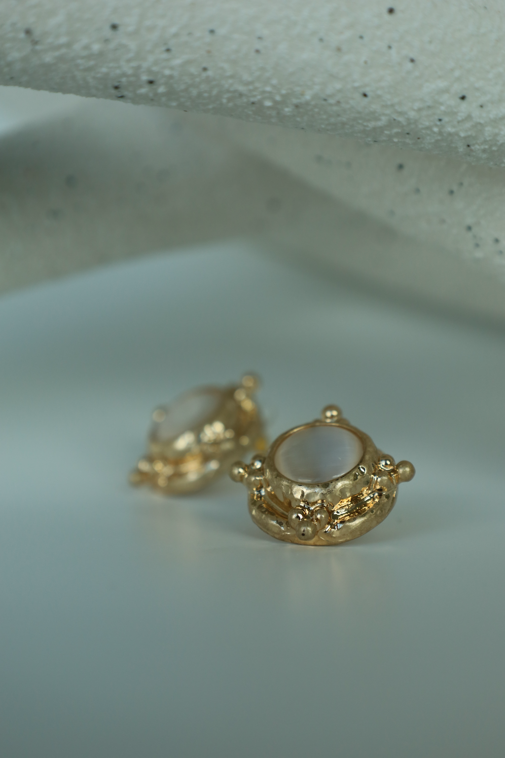 Round White Stone Stud