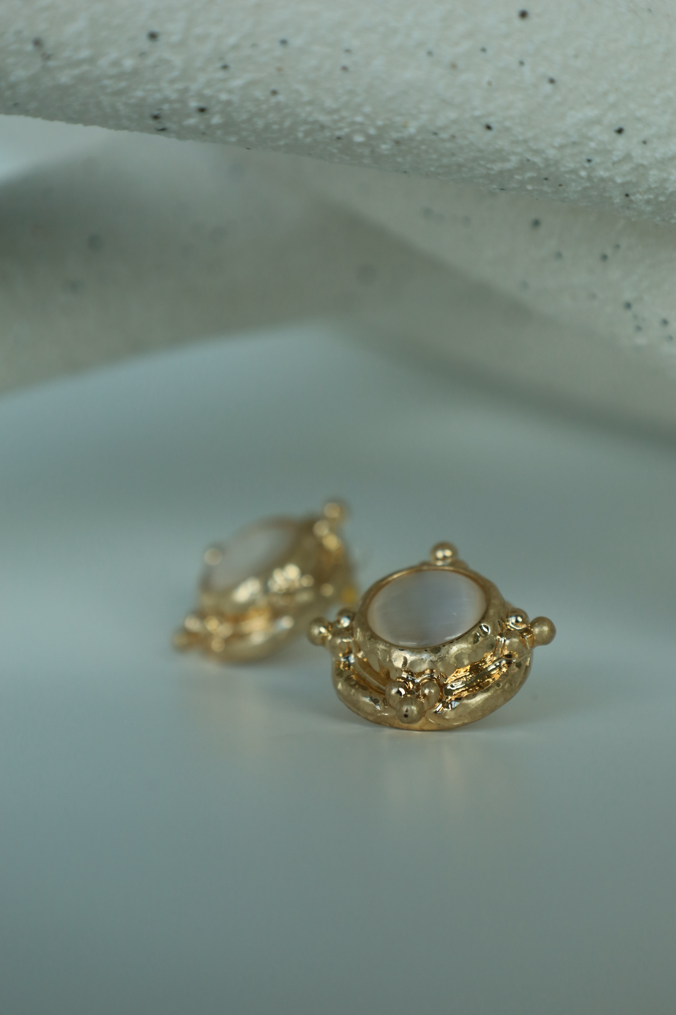 Round White Stone Stud