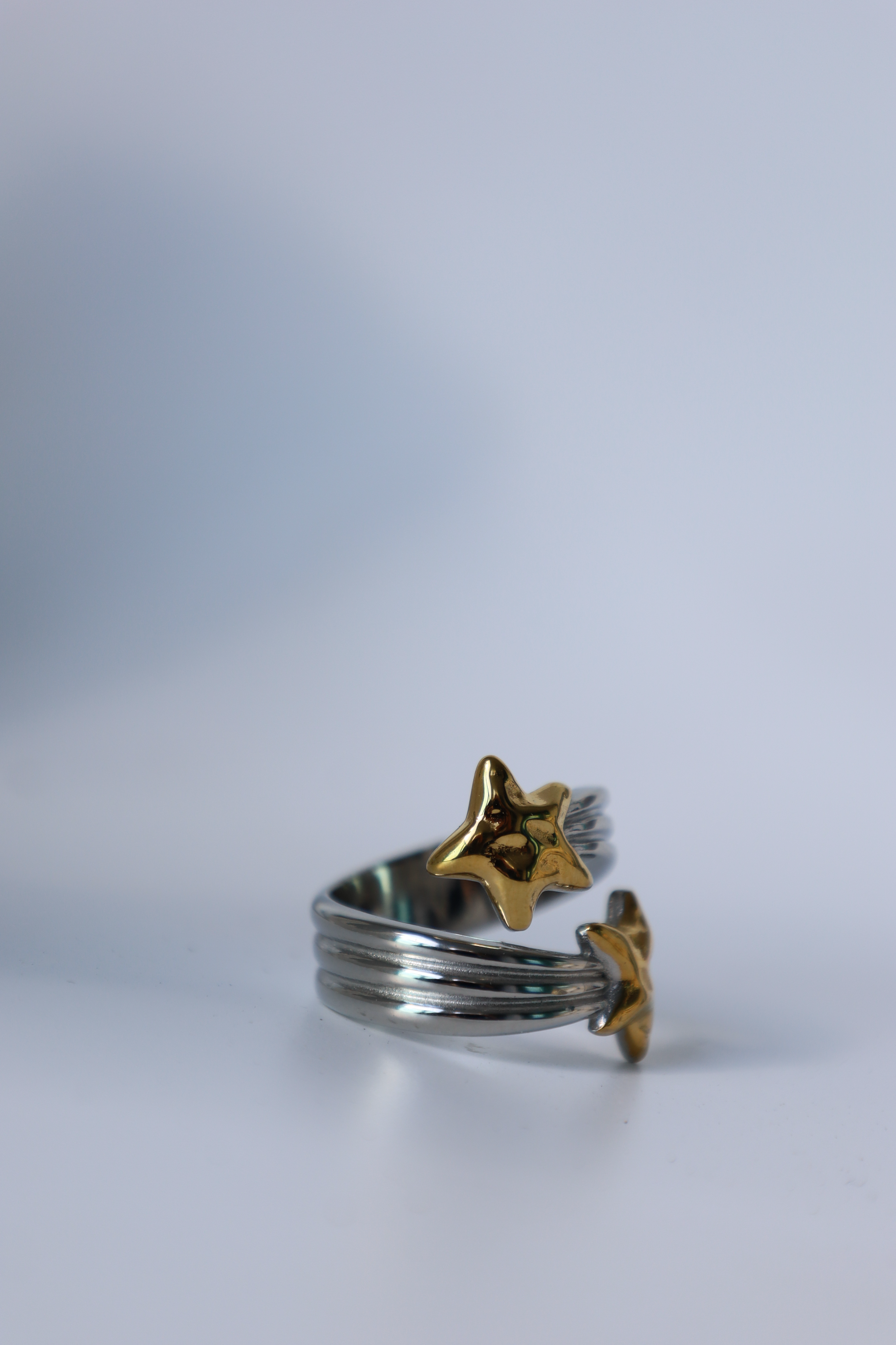 Double Star Open Ring, Two-Tone