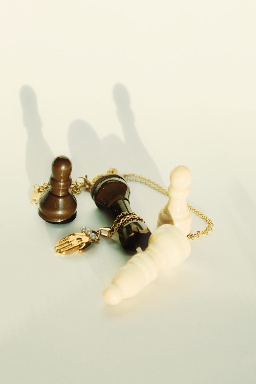 Hand Charm Necklace with Pearl Details