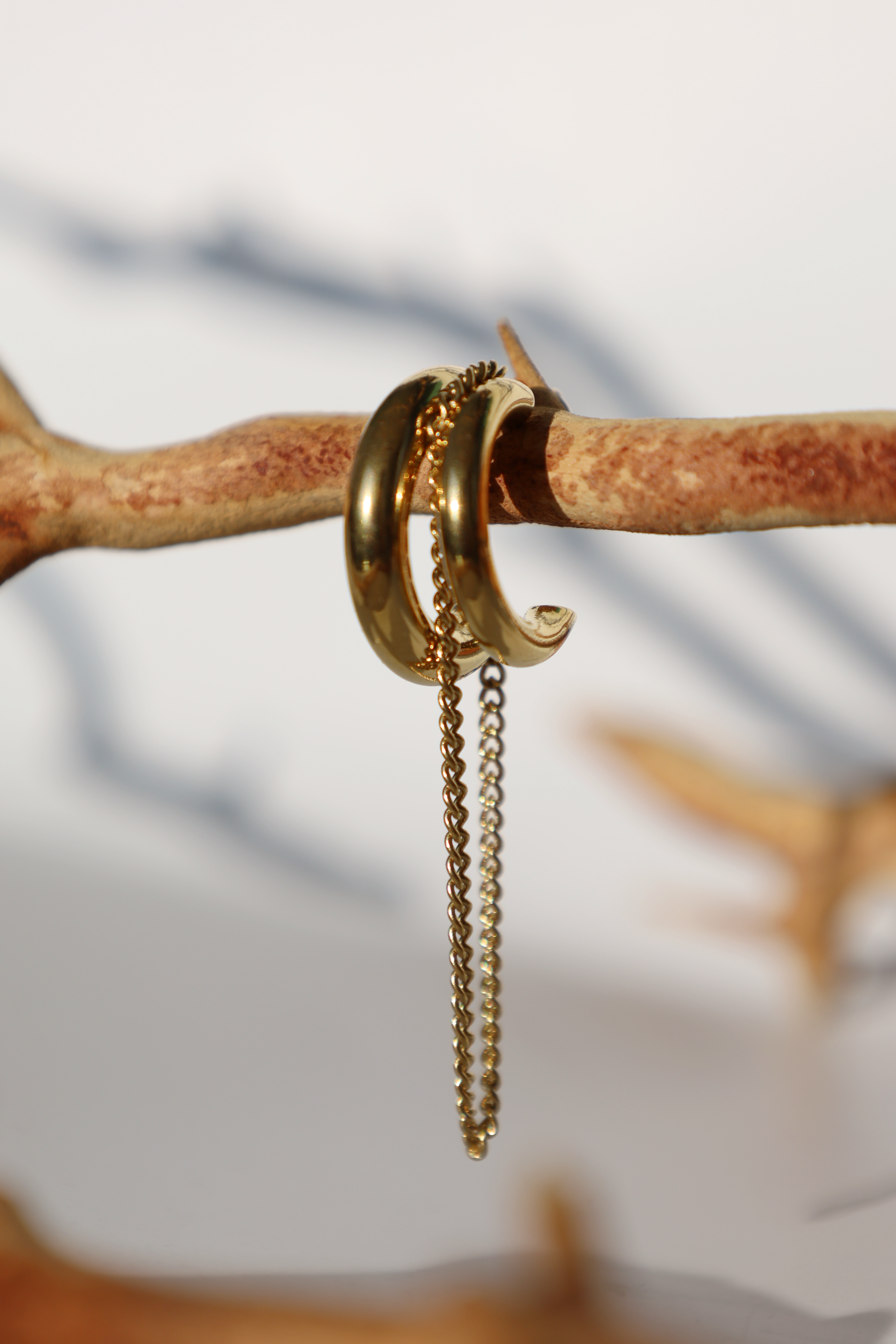 Chunky Hoop Chain Drop Earrings