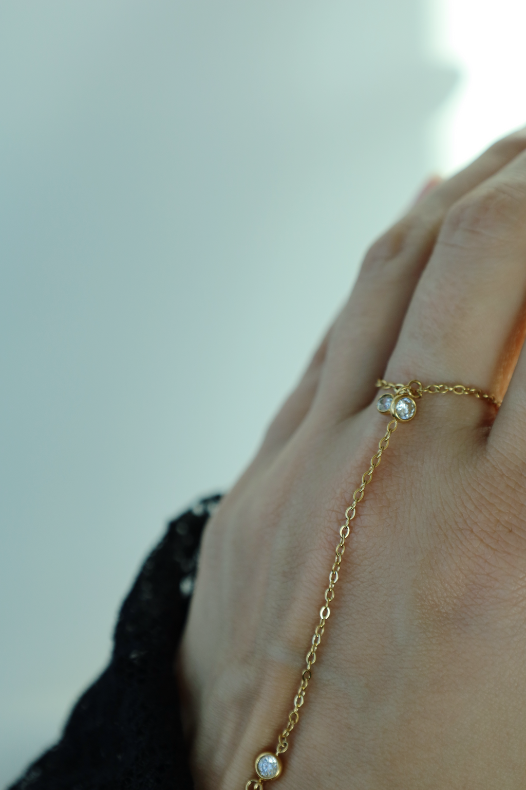 Minimal Crystal Hand Chain Bracelet