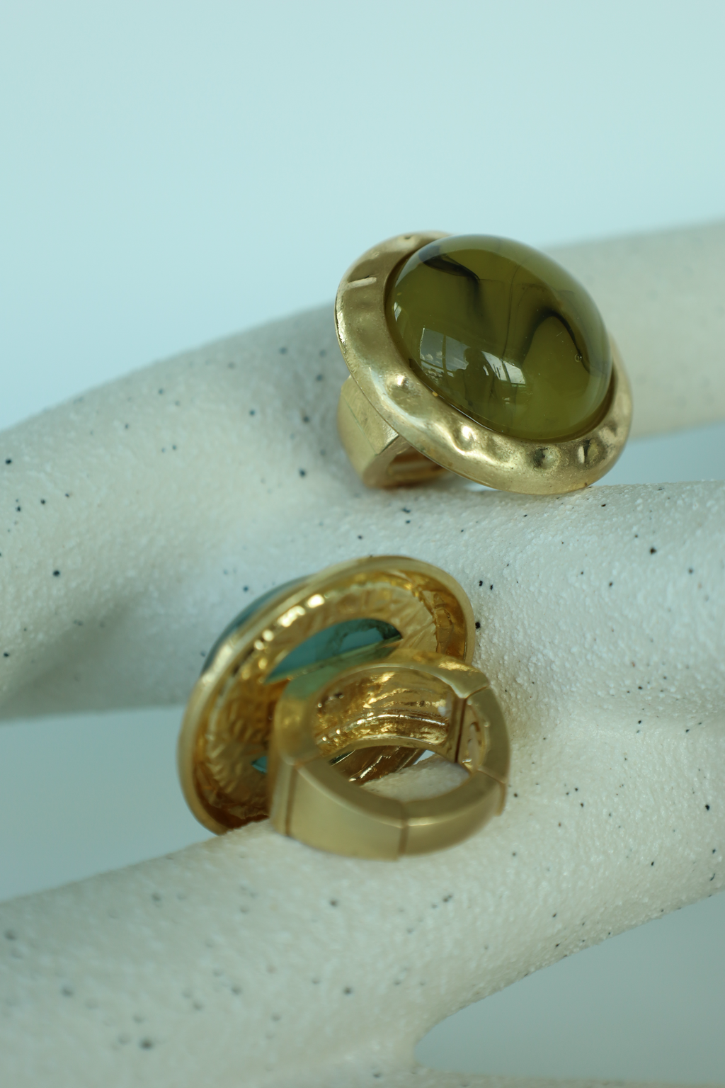 Gold Hammered Ring With Stone