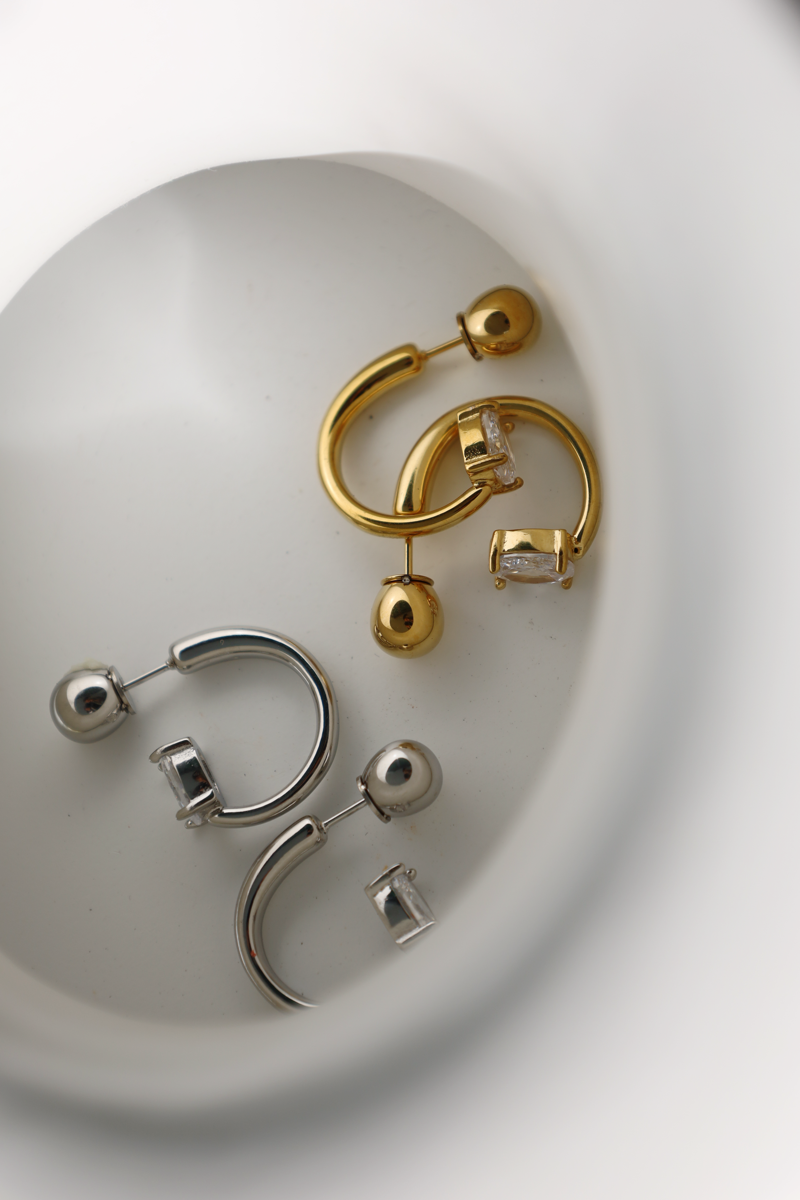 Crystal Ball Open Hoop Earrings