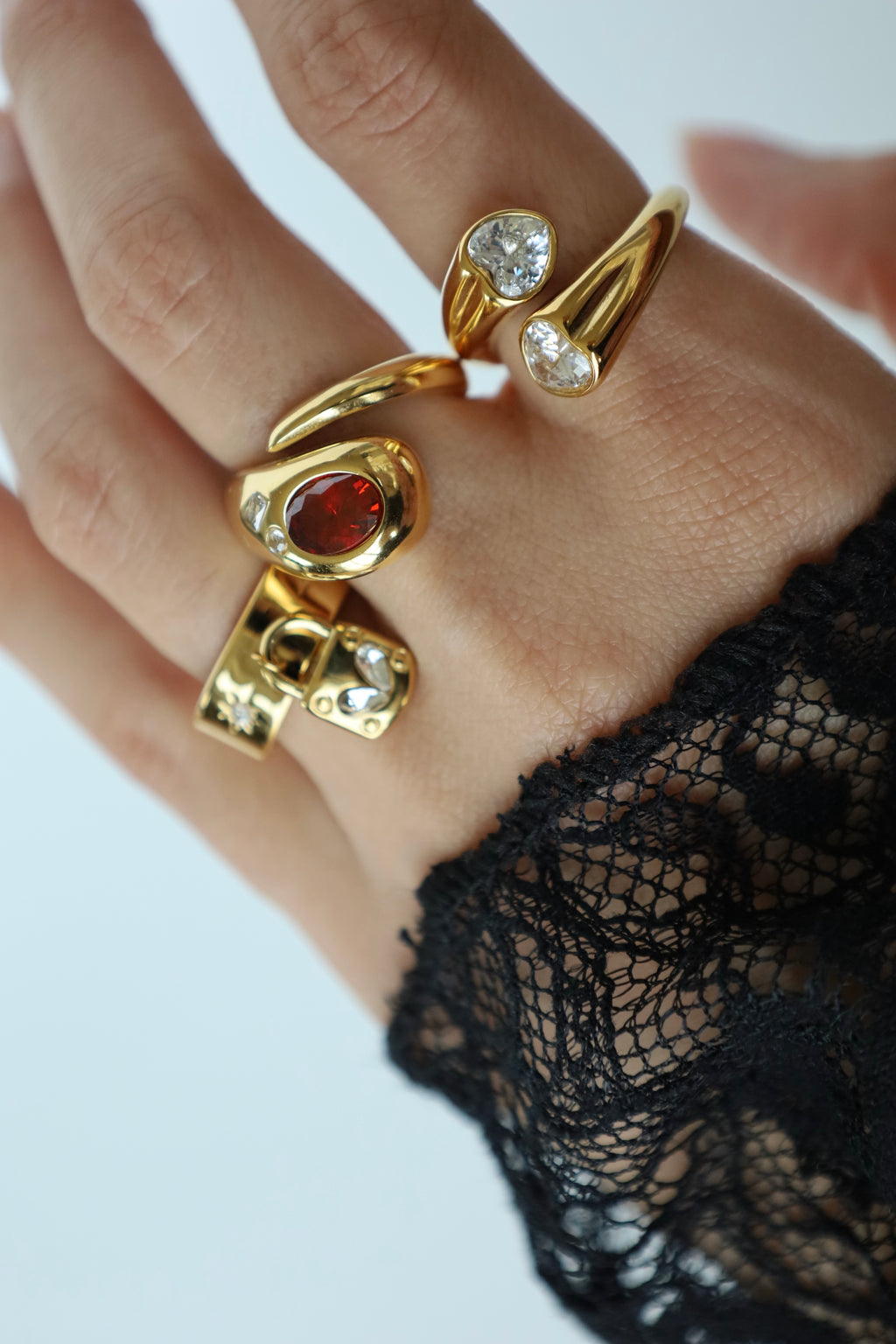 Heart Lock Charm Open Ring