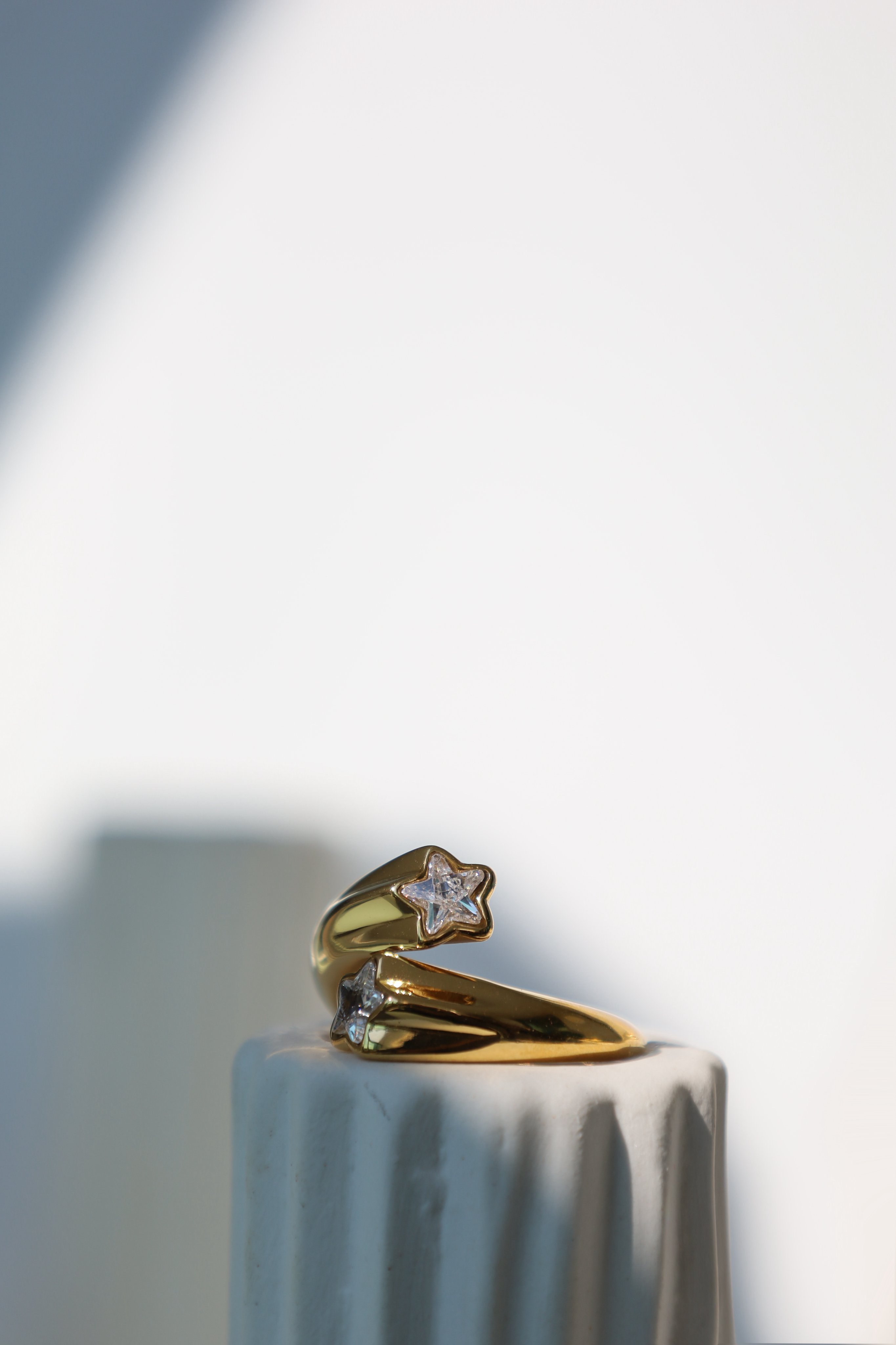 Double Star Crystal Open Ring