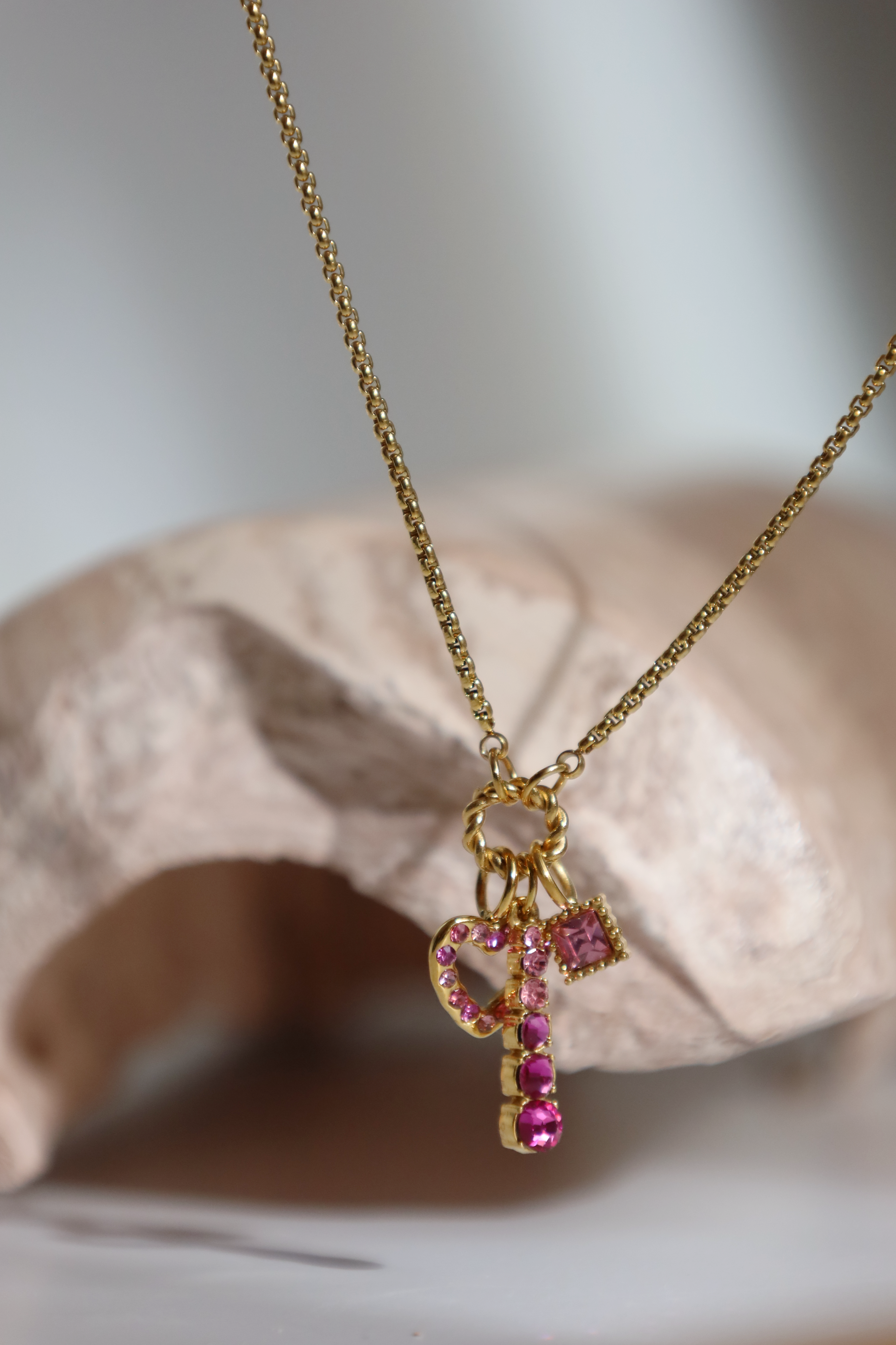 Crystal Open Heart Charm Necklace