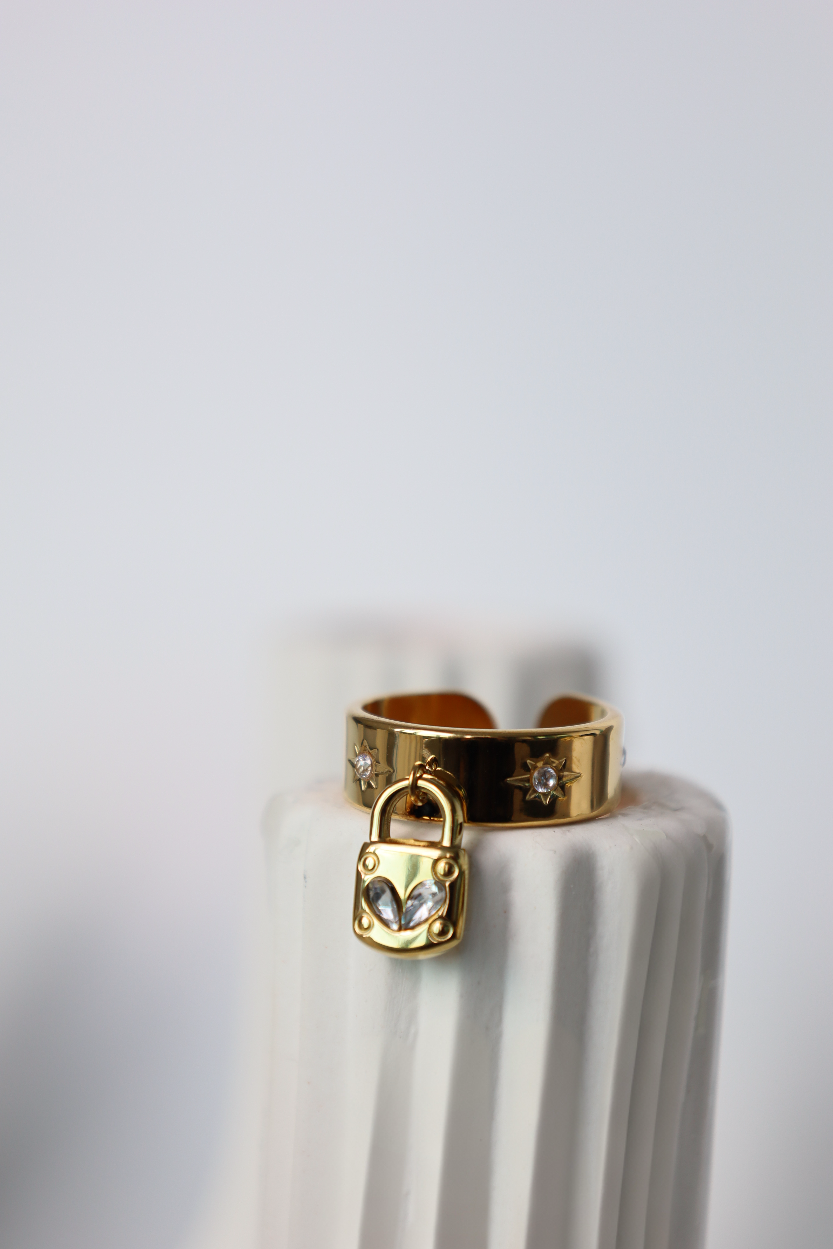 Heart Lock Charm Open Ring