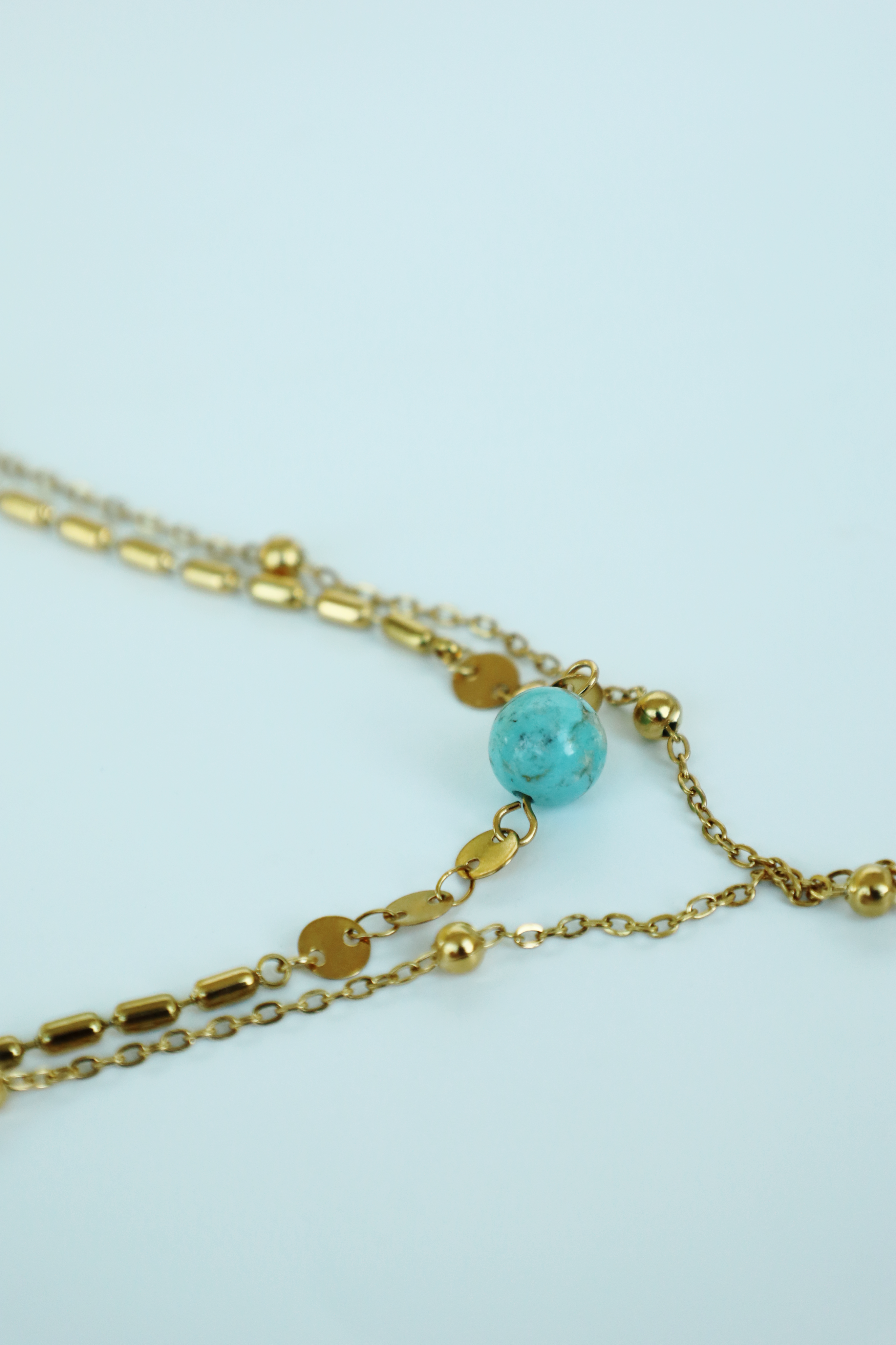 Double Layer Y Necklace with Turquoise