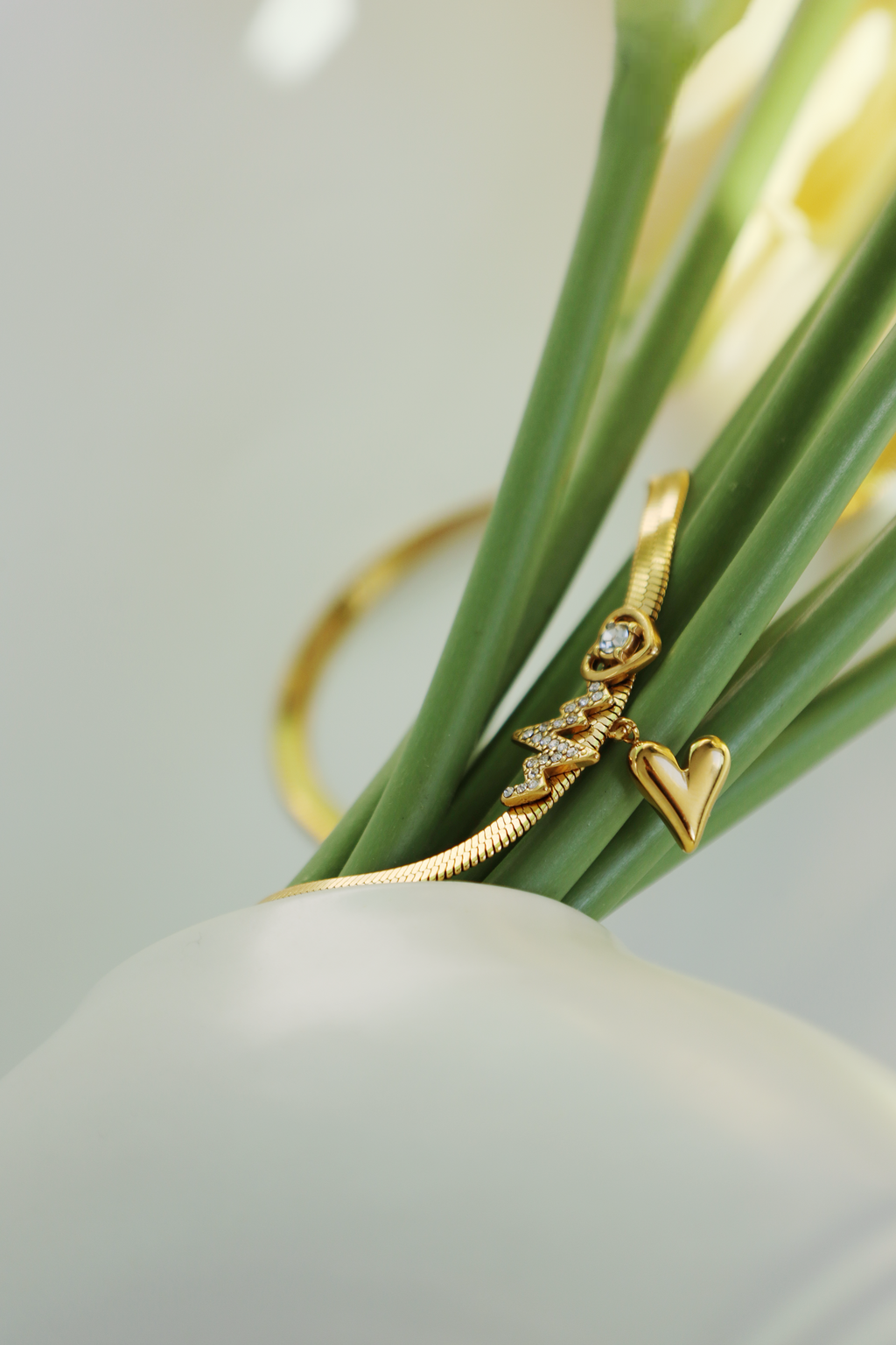 Heartbeat Line & Heart Charm Necklace