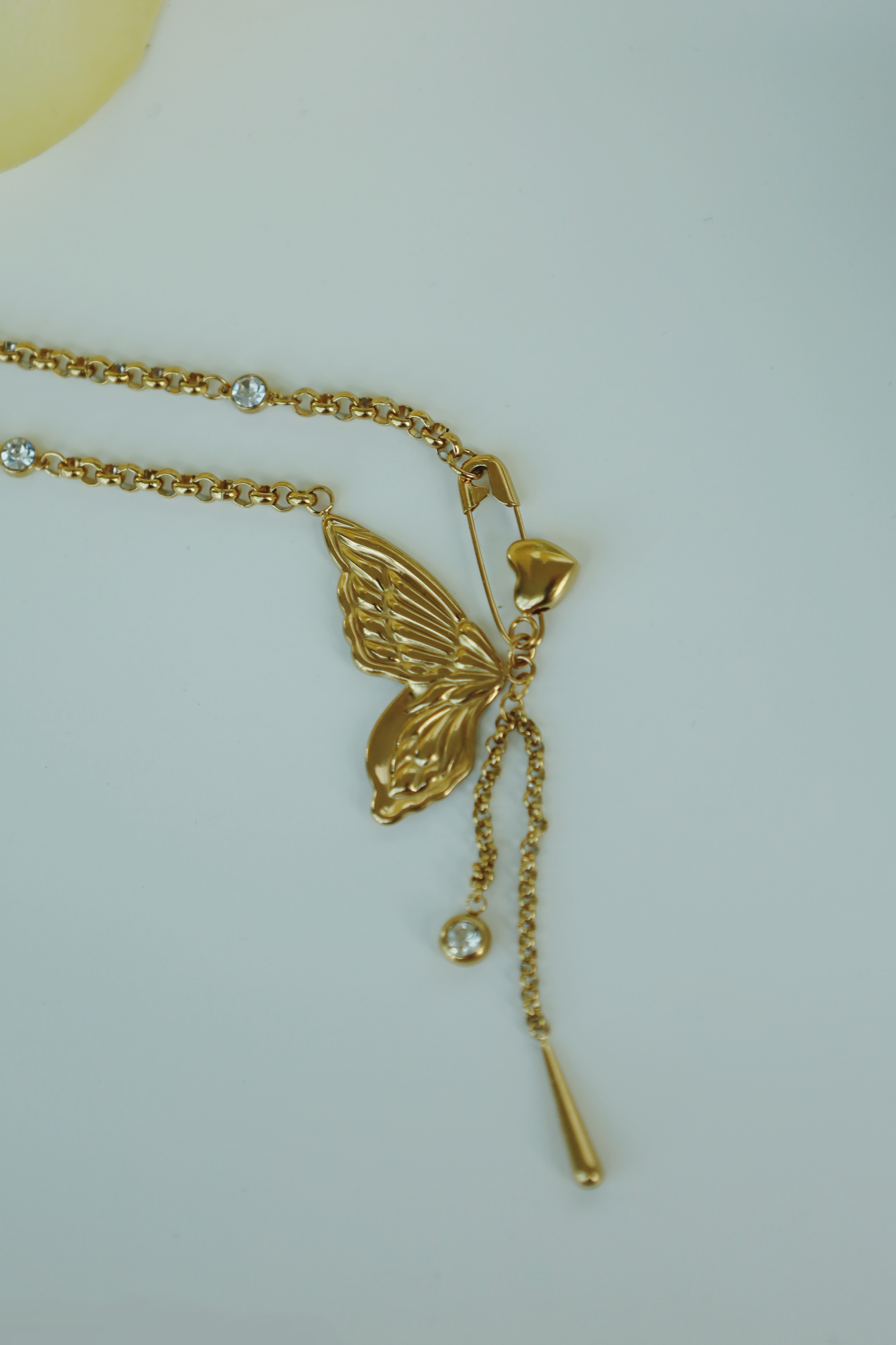 Butterfly & Heart Charm Necklace