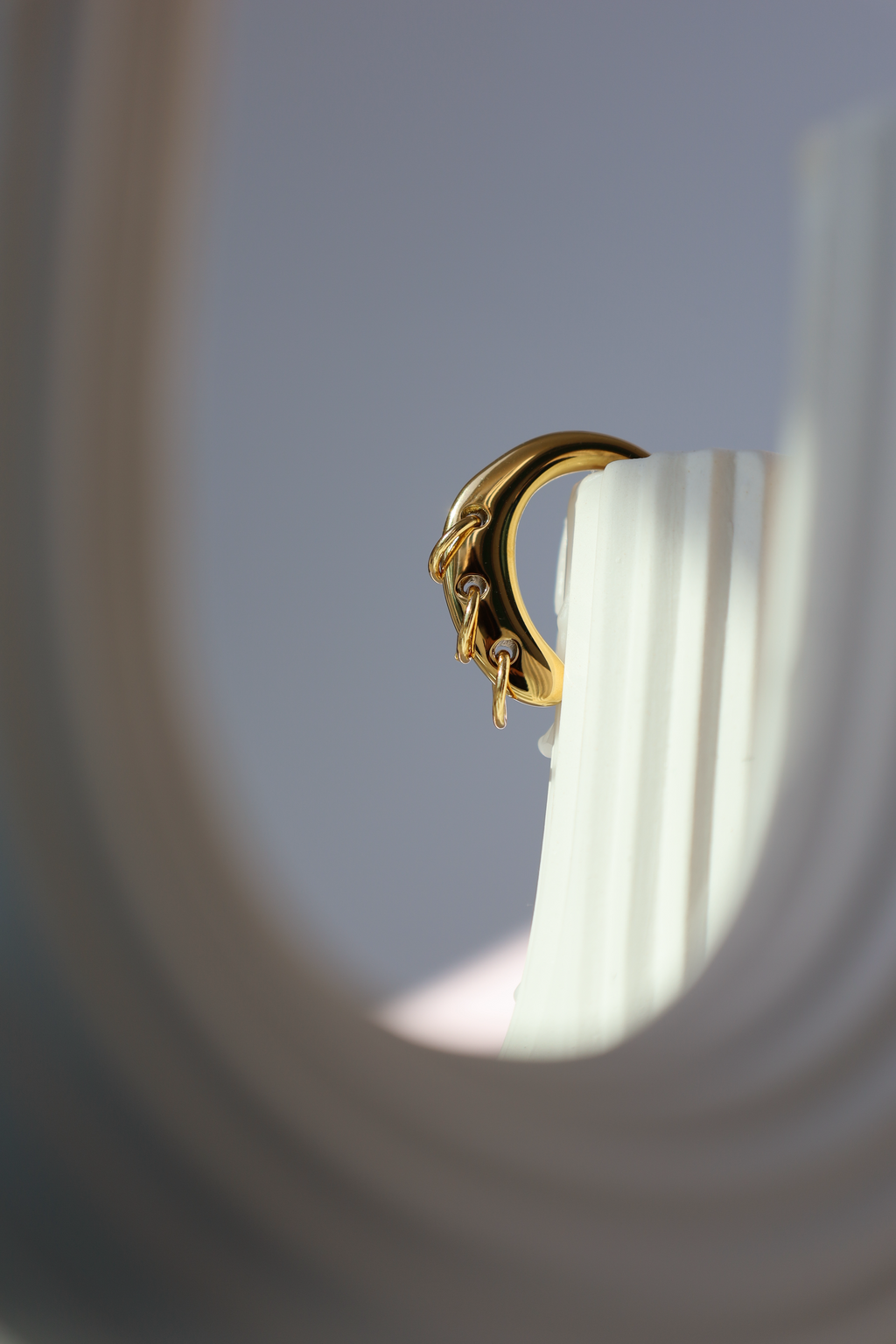 Chunky Curved Hoop Drop Earrings with Dangling Rings