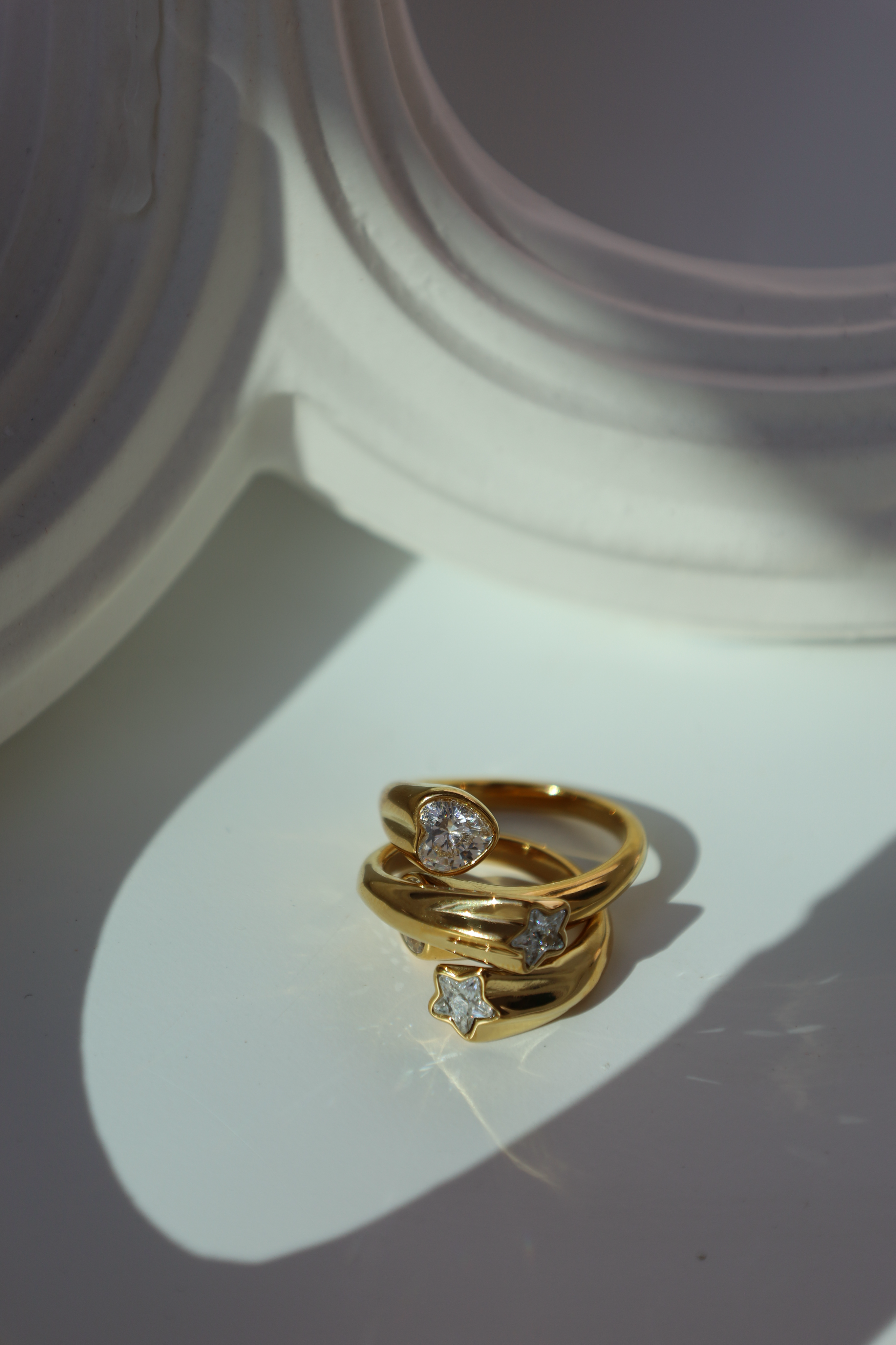 Double Heart Crystal Open Ring