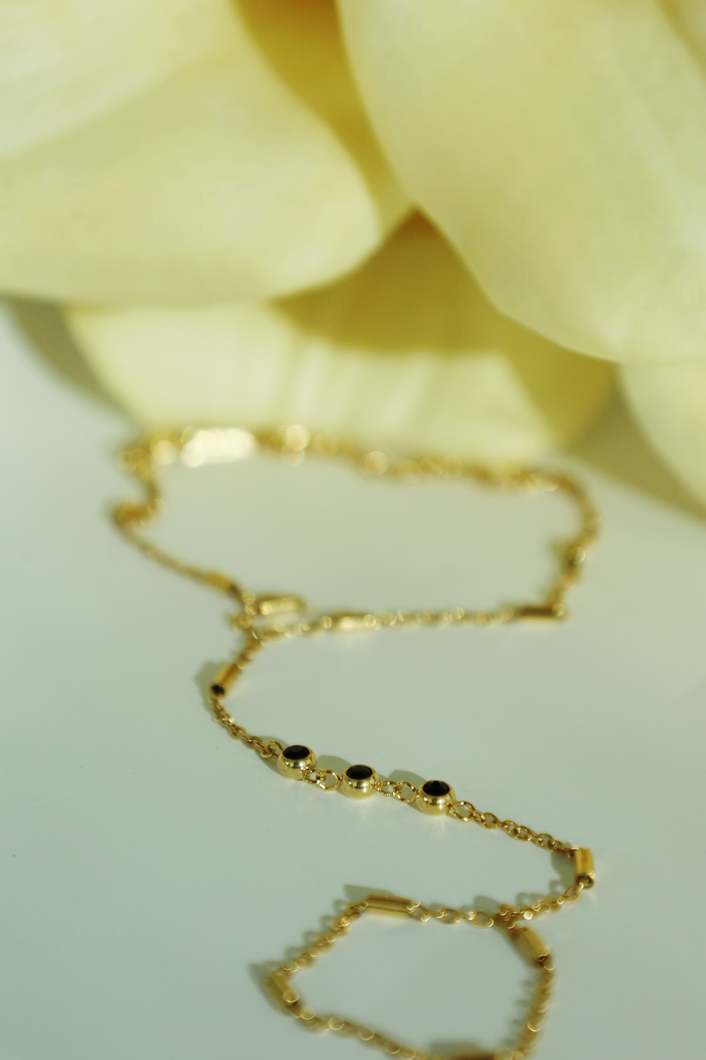 Minimal Black Bead Hand Chain Bracelet