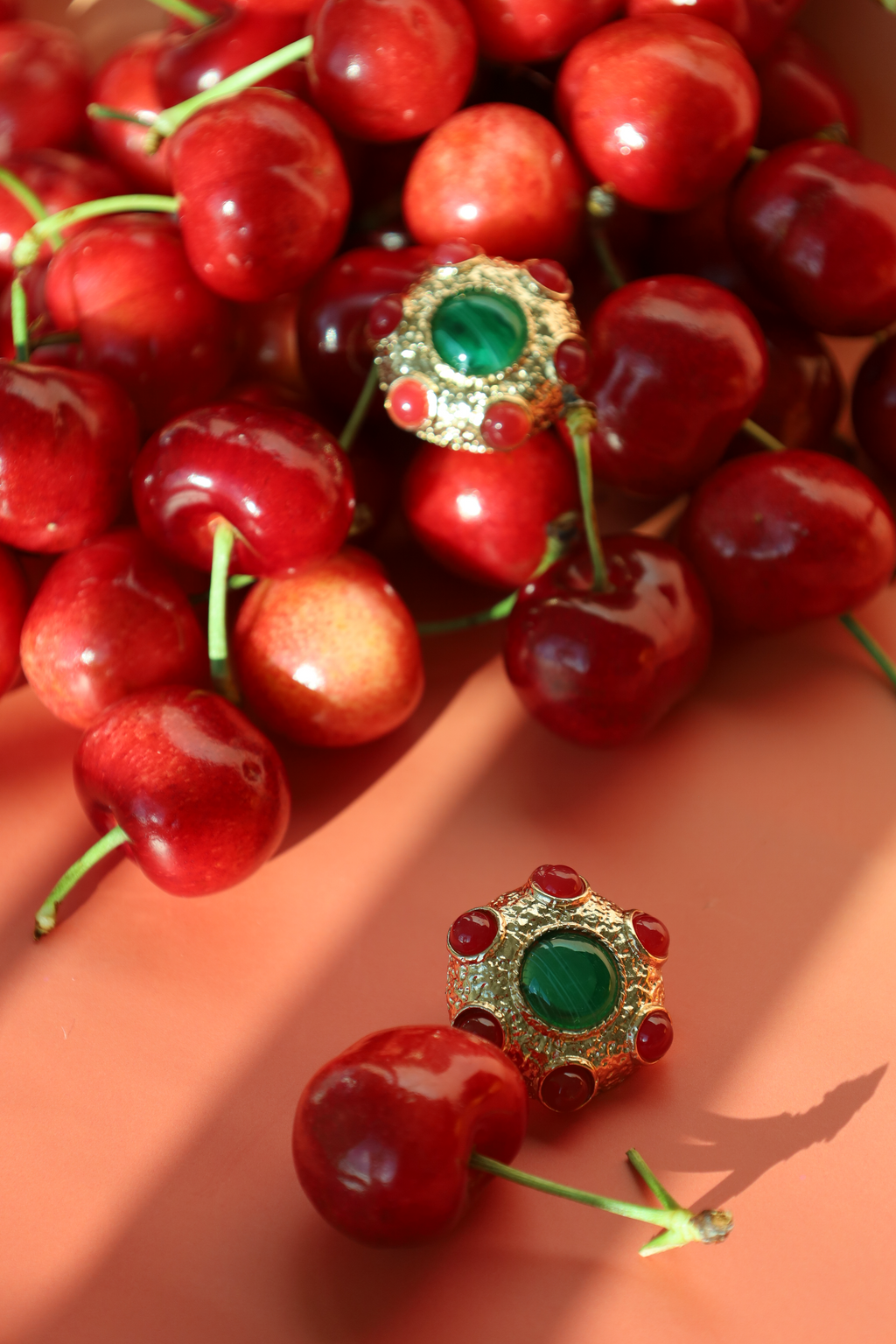 Green And Red Stud Earring