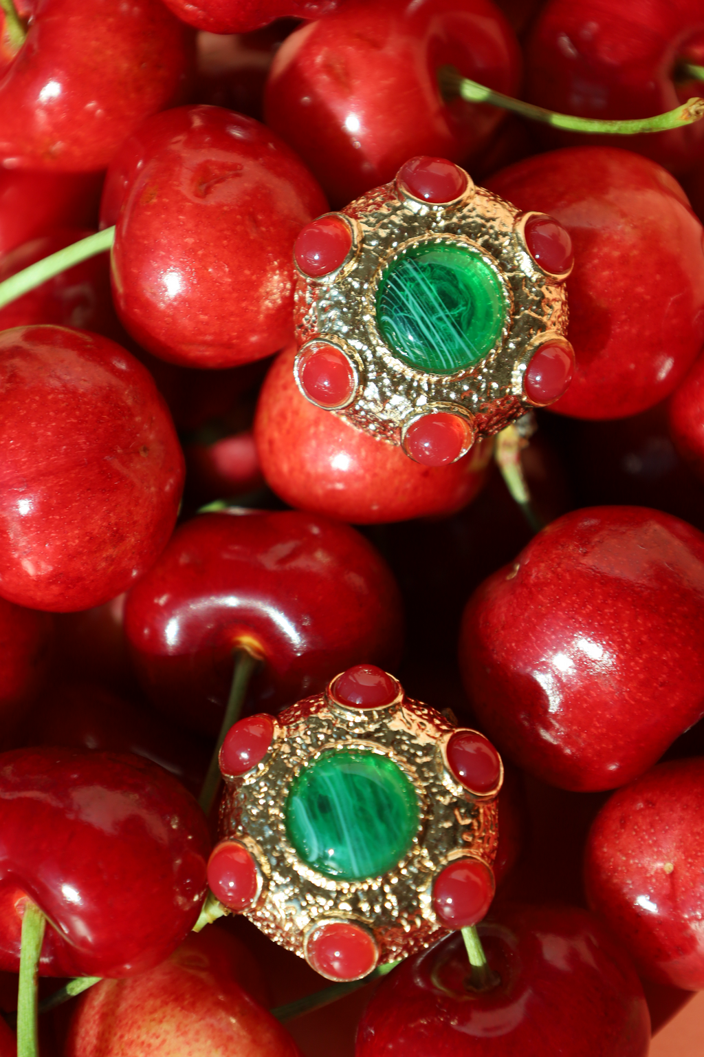 Green And Red Stud Earring