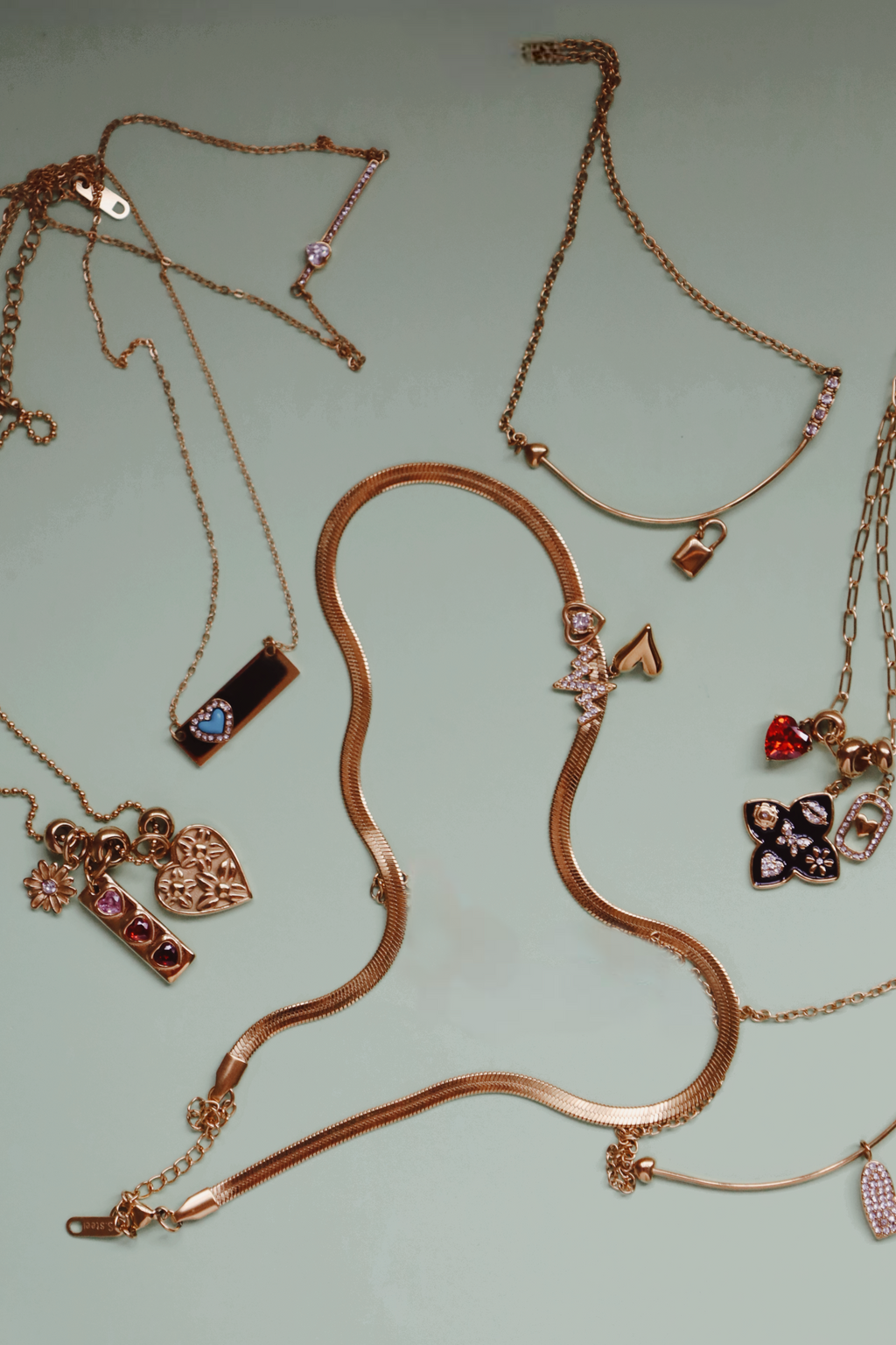 Blue Heart Bar Pendant Necklace