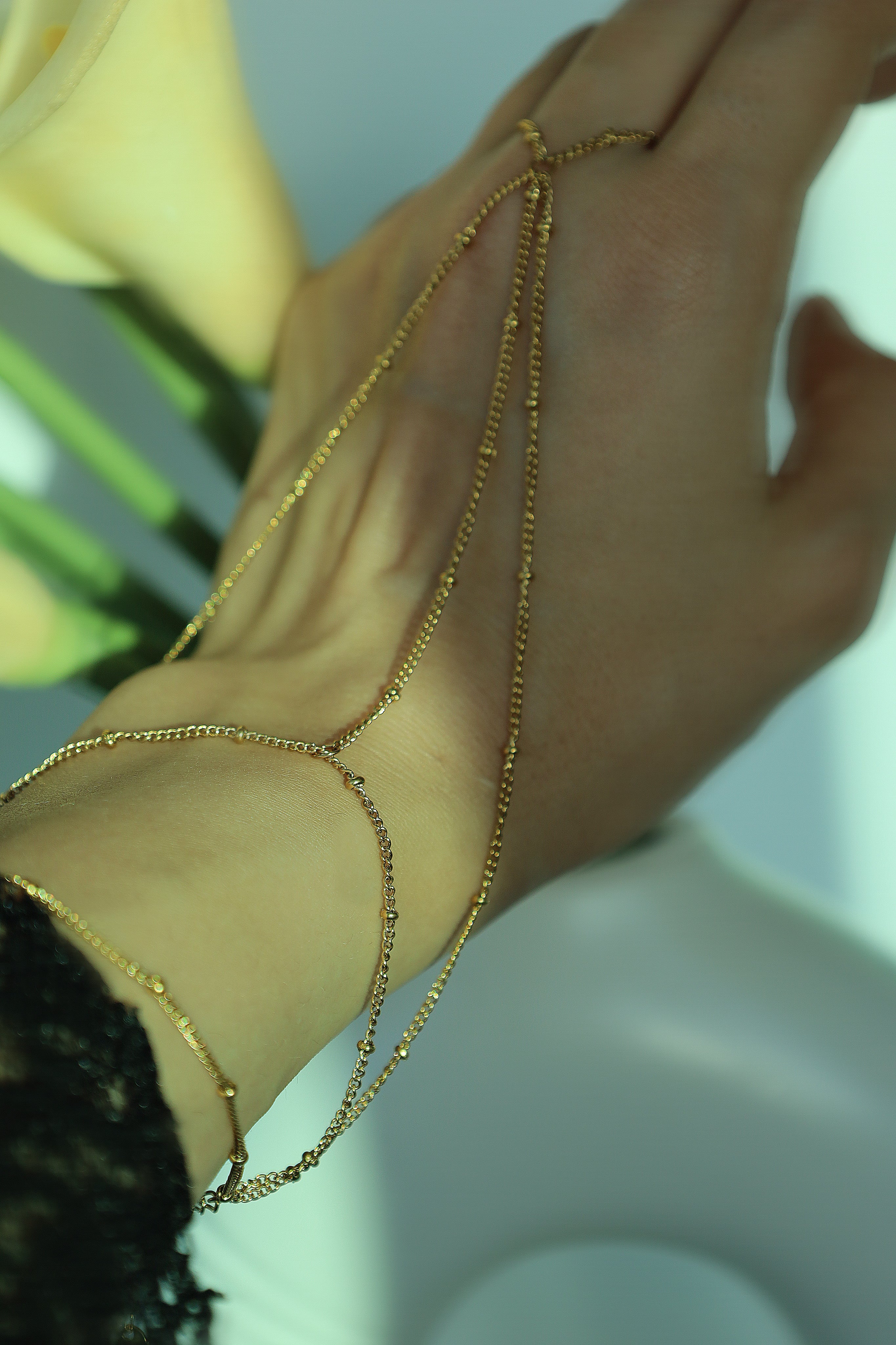 Crystal Drop Hand Chain Bracelet