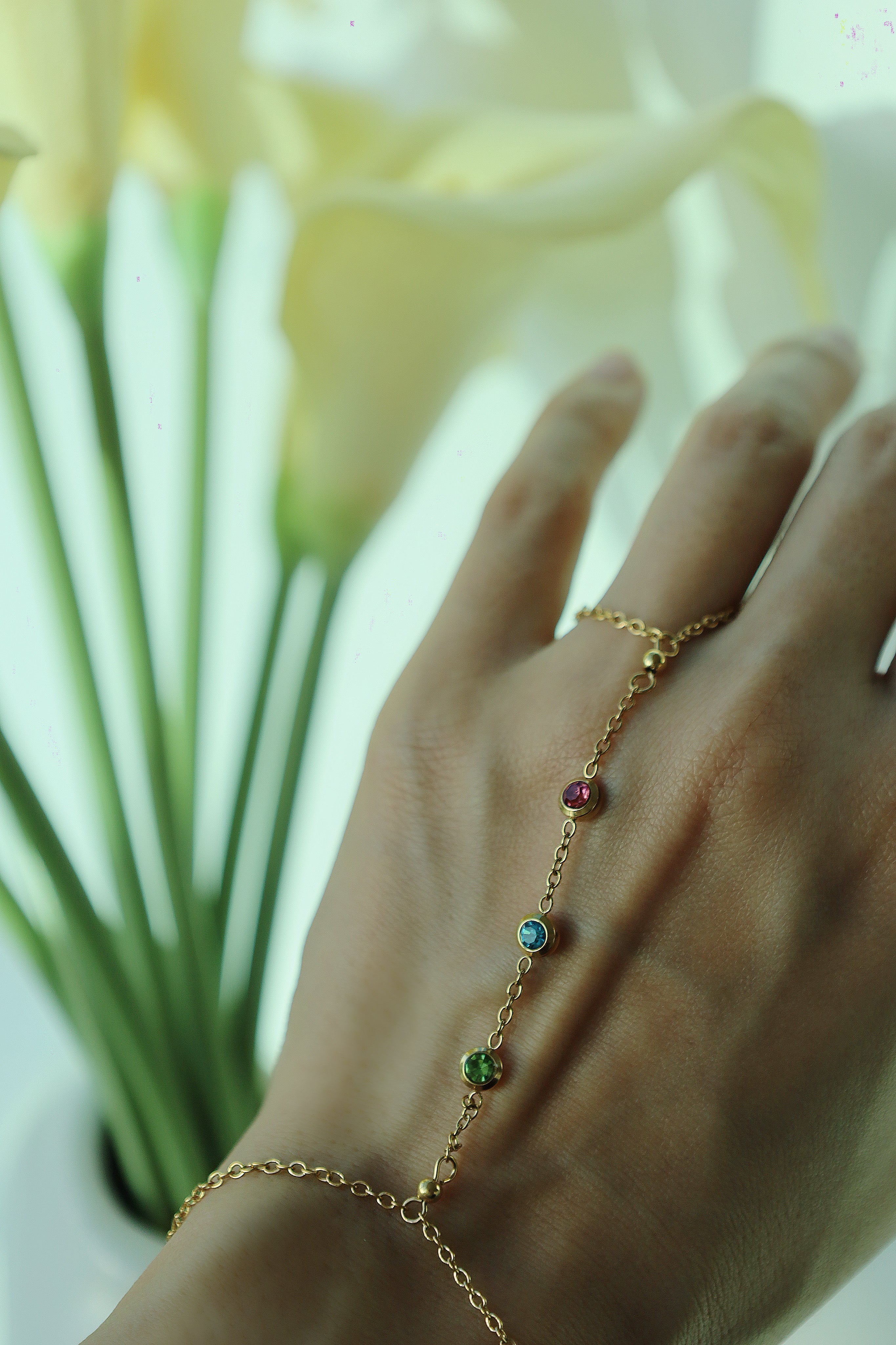 Multicolor Crystal Hand Chain Bracelet