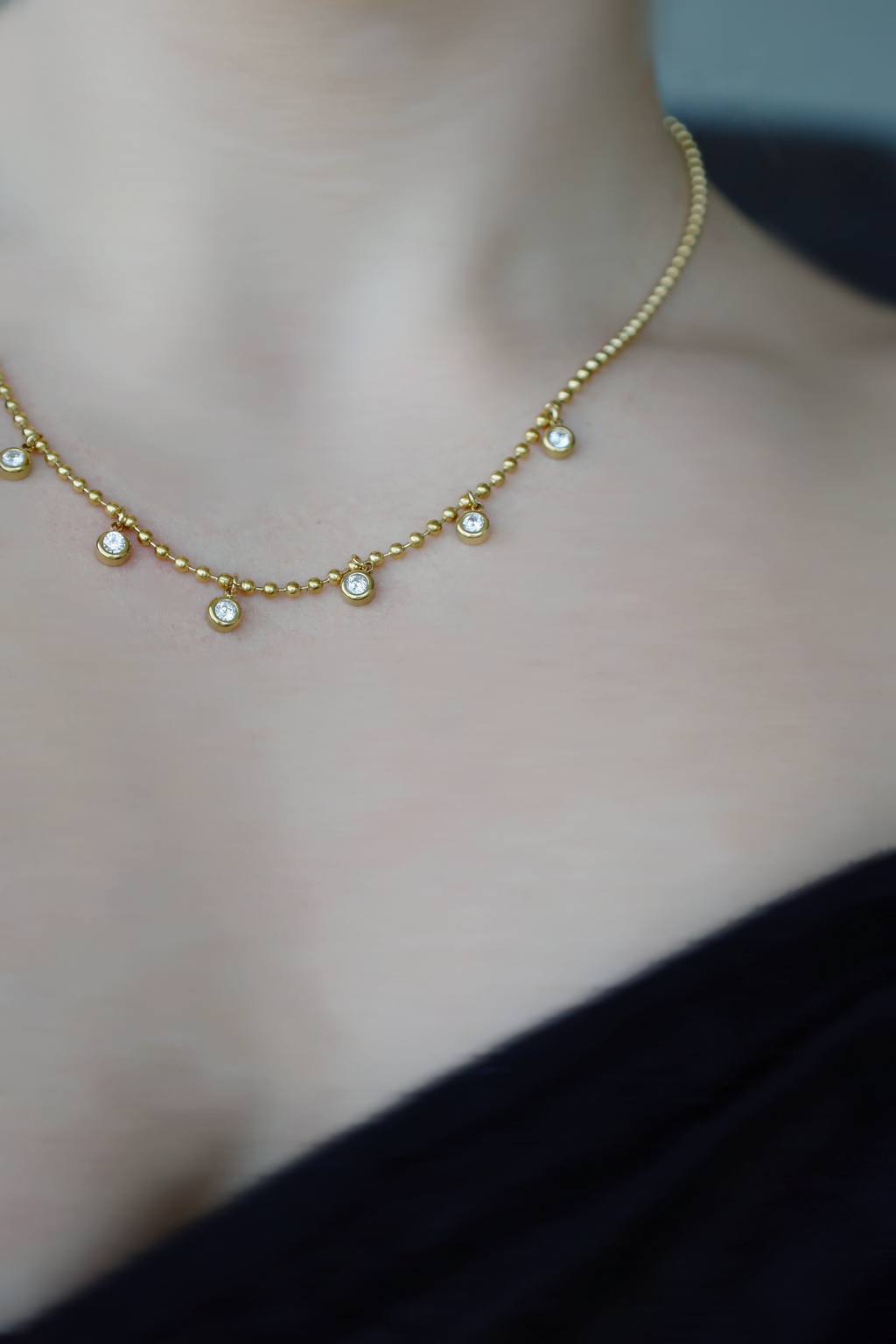 Crystal Drop Chain Necklace