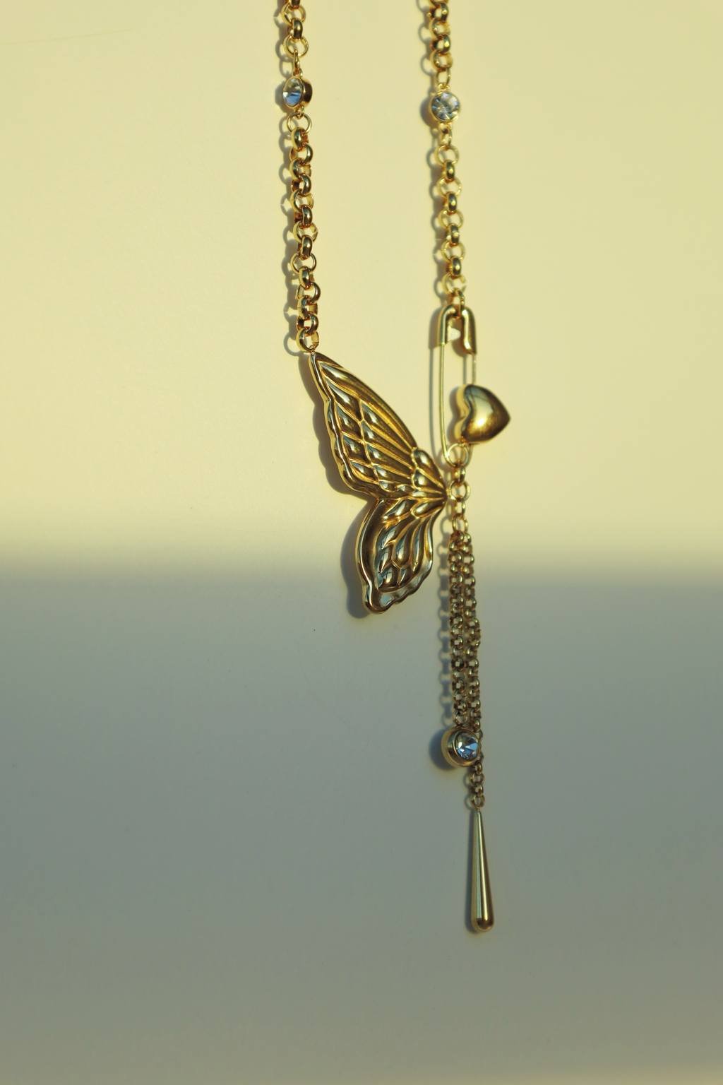 Butterfly & Heart Charm Necklace