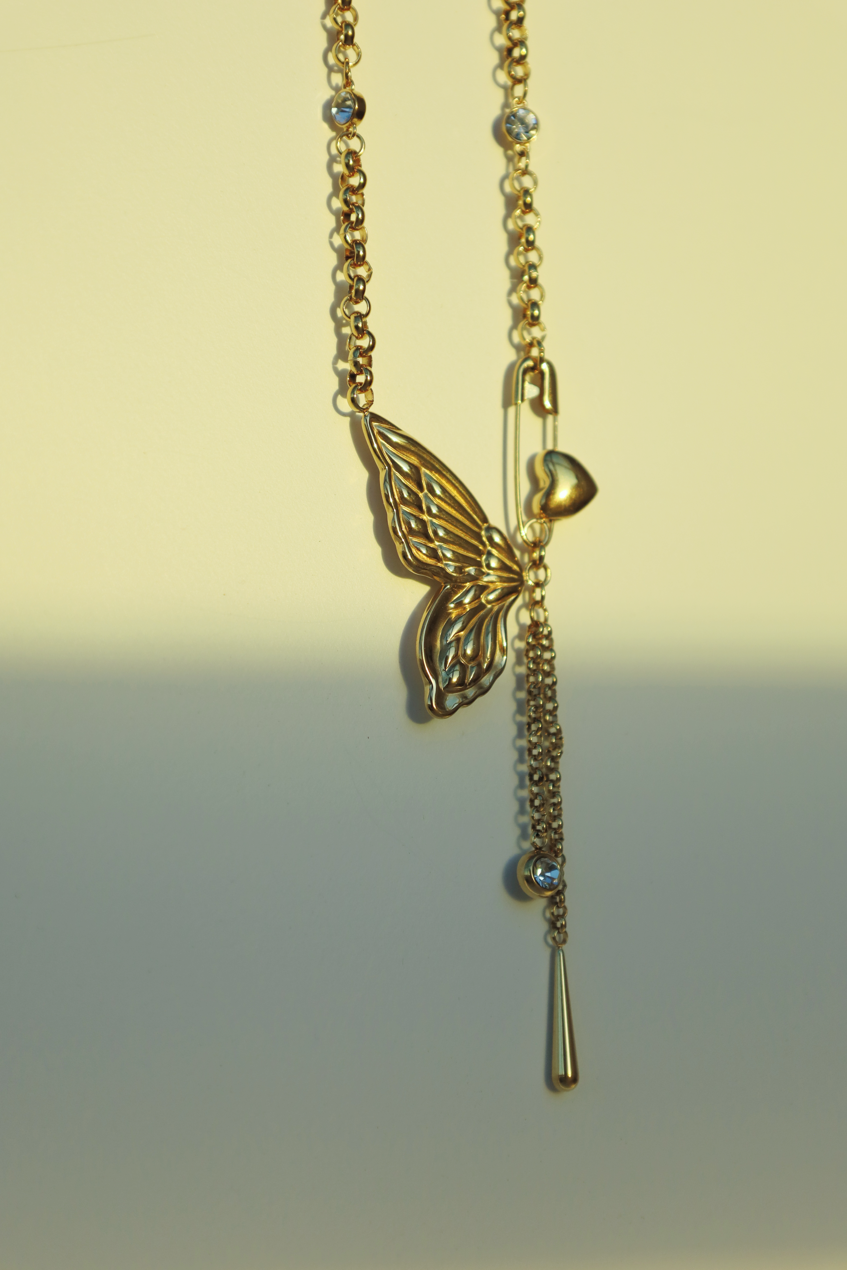 Butterfly & Heart Charm Necklace