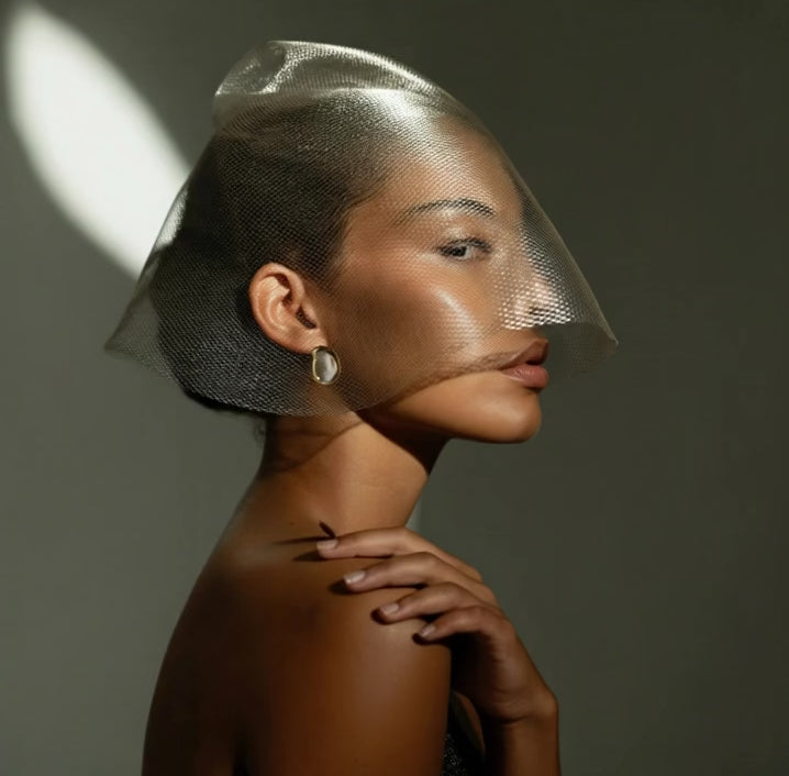 Silver organic shape stud earring