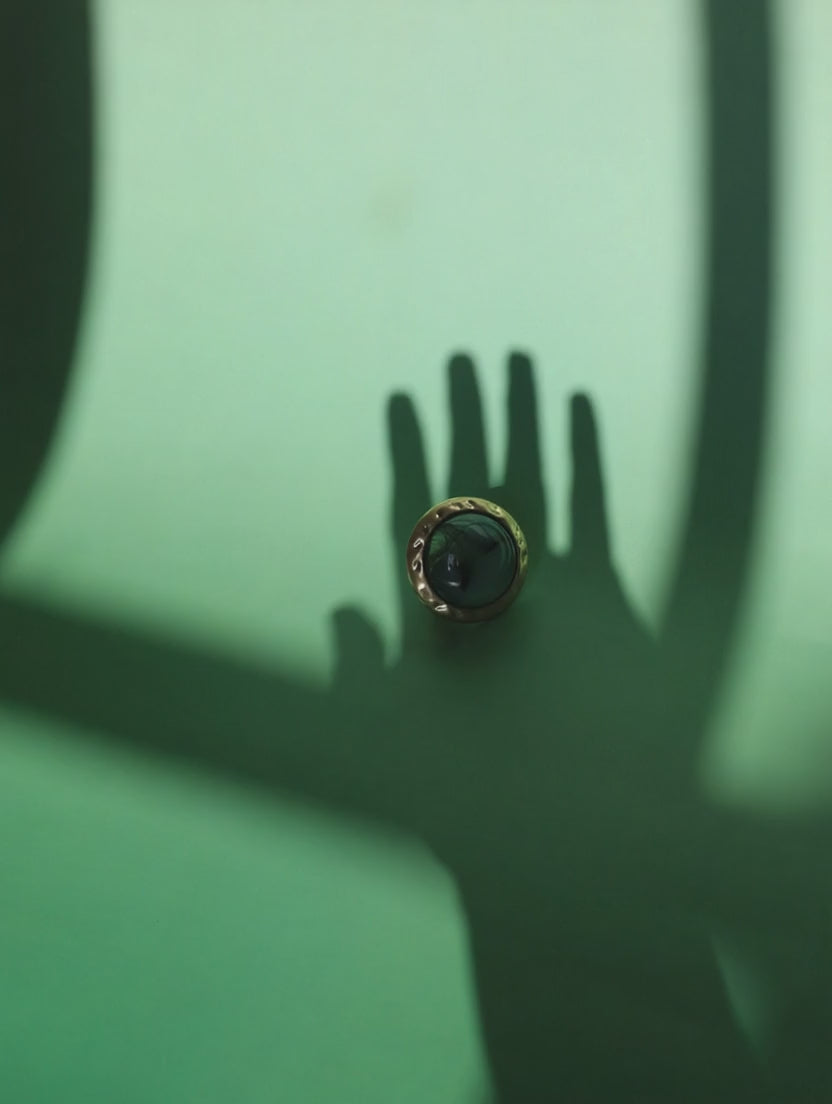 Gold Hammered Ring With Stone